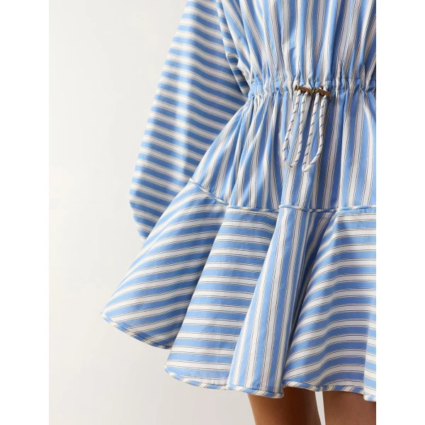 Zimmermann Boat Neck Mini Dress in Blue | Mini Dresses | Luxury Shoes , view 5