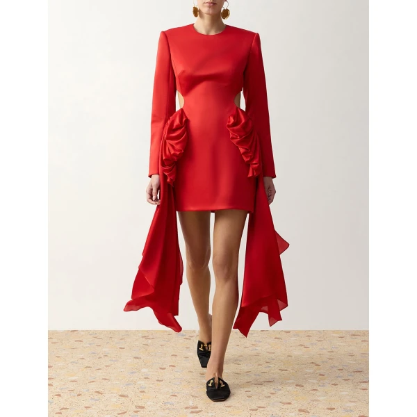 Zimmermann Clash Bow Mini Dress in Red | Mini Dresses | Luxury Shoes , view 2