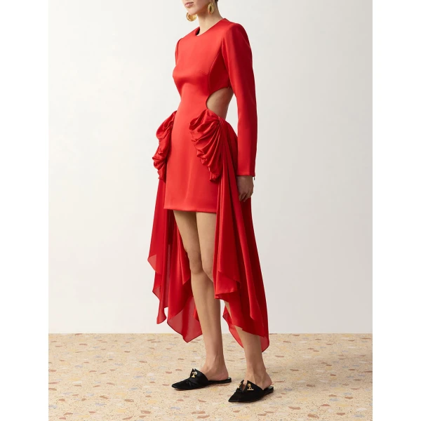 Zimmermann Clash Bow Mini Dress in Red | Mini Dresses | Luxury Shoes , view 3