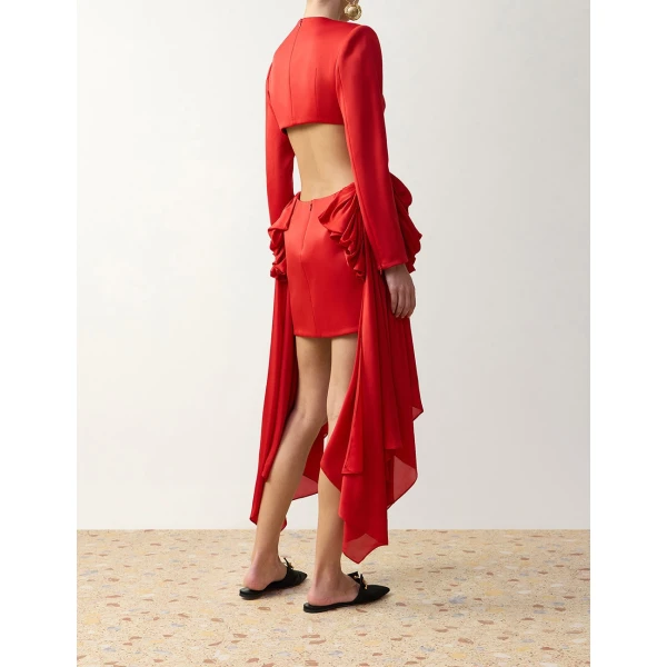 Zimmermann Clash Bow Mini Dress in Red | Mini Dresses | Luxury Shoes , view 4