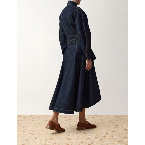 Zimmermann Clash Denim Peplum Midi Skirt in Blue | Denim Skirts | Luxury Shoes , view 4