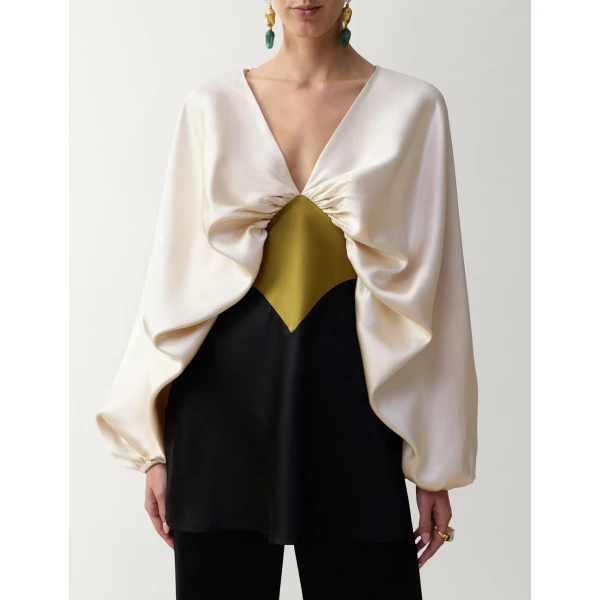 Zimmermann Clash Drape Tunic in Multicolour | Tops | Luxury Shoes , view 2