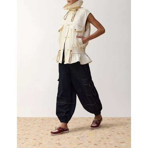 Zimmermann Clash Drill Drawstring Vest in Ivory | Vests | Luxury Shoes , view 3