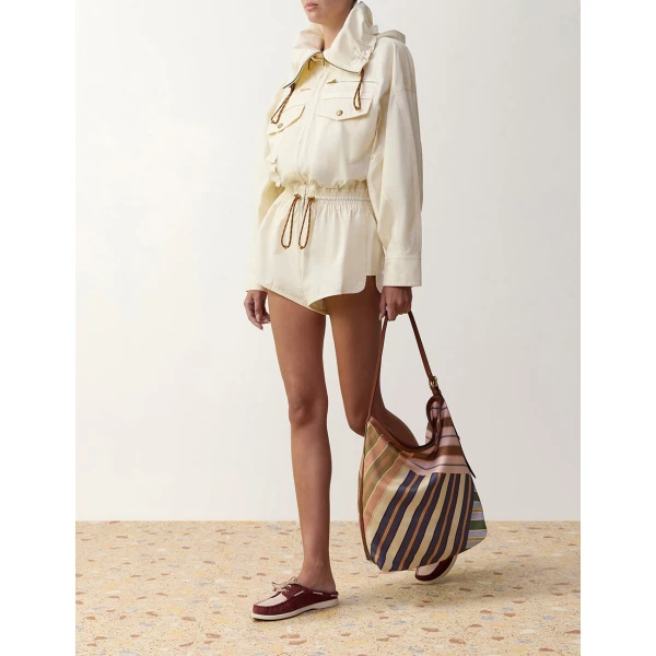 Zimmermann Clash Drill Playsuit in Ivory | Jumpsuit | Luxury Shoes , view 3