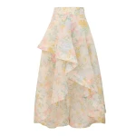 Zimmermann Clash Floral Peplum Midi Skirt