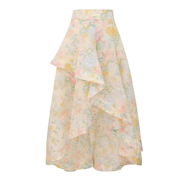 Clash Floral Peplum Midi Skirt
