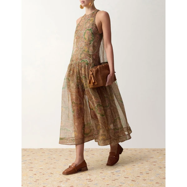 Zimmermann Clash Lantern Midi Dress in Multicolour | Midi Dresses | Luxury Shoes , view 3