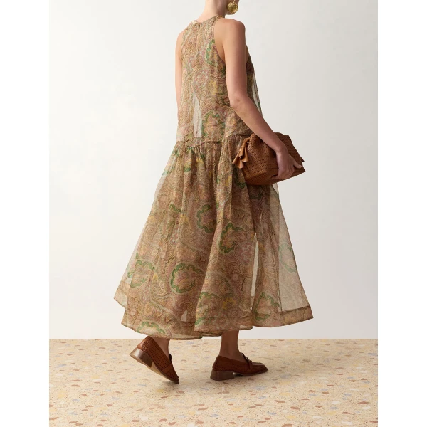 Zimmermann Clash Lantern Midi Dress in Multicolour | Midi Dresses | Luxury Shoes , view 4