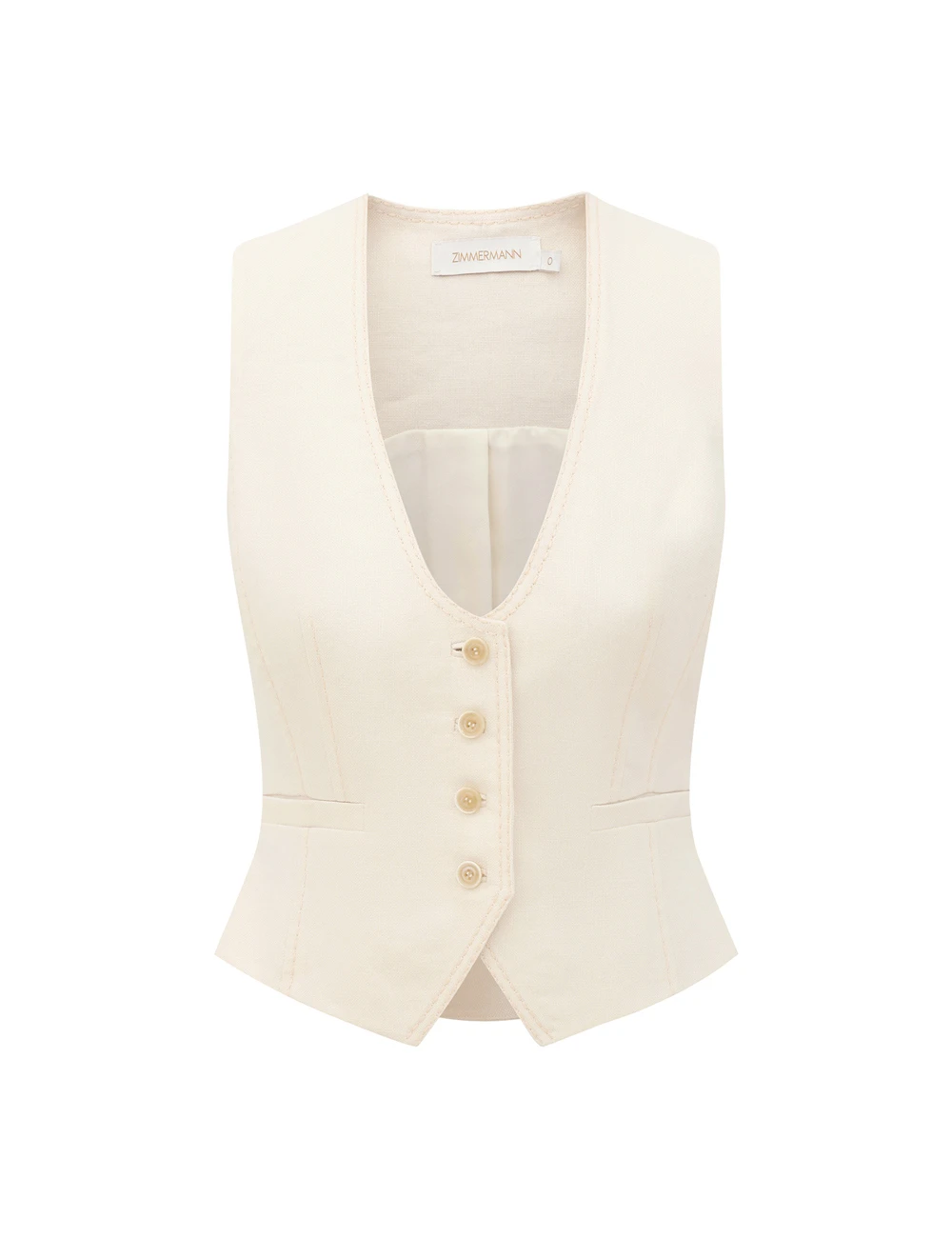 Zimmermann Clash Linen Scoop Waistcoat | Ready to Wear Collection Luxury Shoes Zimmermann Clash Linen Scoop Waistcoat