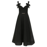 Zimmermann Clash Print Bow Midi Dress in Black | Midi Dresses | Luxury Shoes 