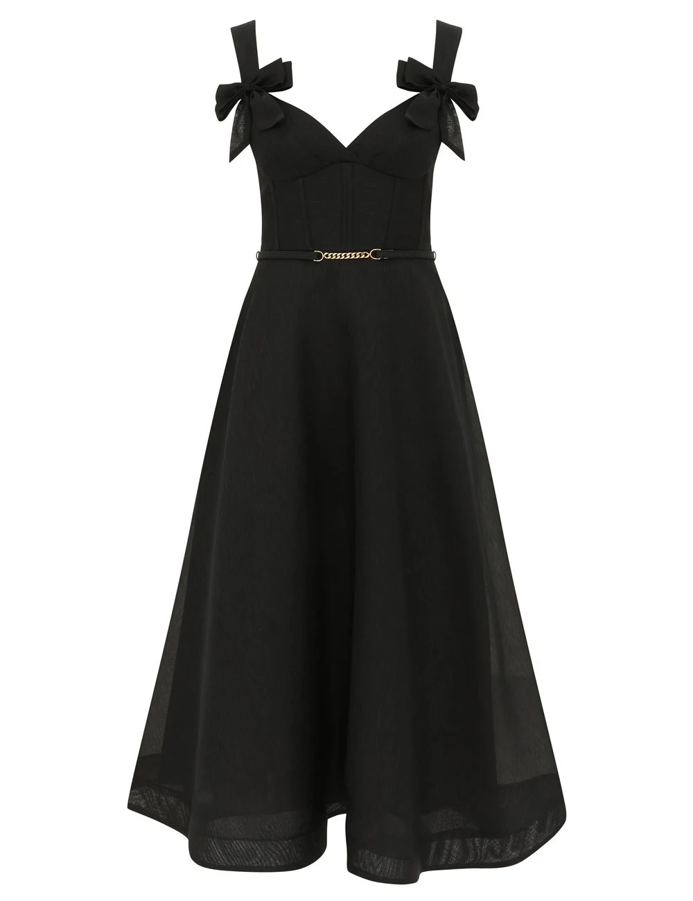 Zimmermann Clash Print Bow Midi Dress in Black Zimmermann Clash Print Bow Midi Dress in Black | Midi Dresses | Luxury Shoes