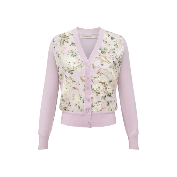 Clash Printed Silk Cardigan