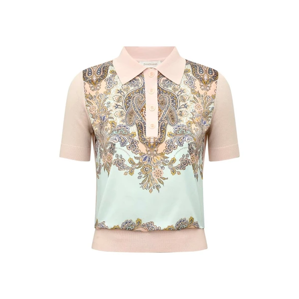 Clash Printed Silk Polo