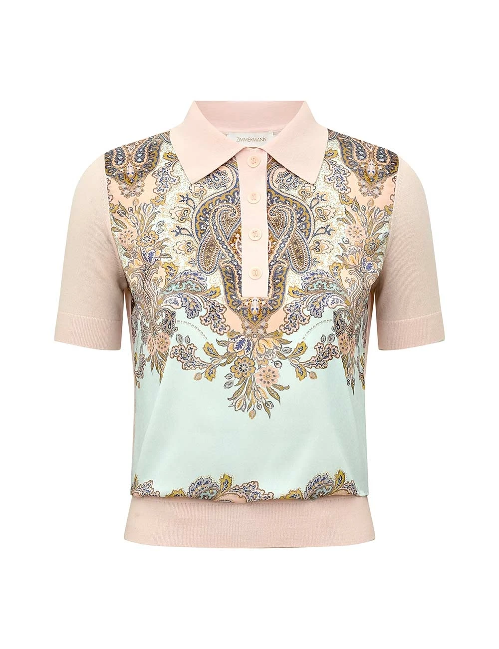 Zimmermann Clash Printed Silk Polo | Ready to Wear Collection Luxury Shoes Zimmermann Clash Printed Silk Polo