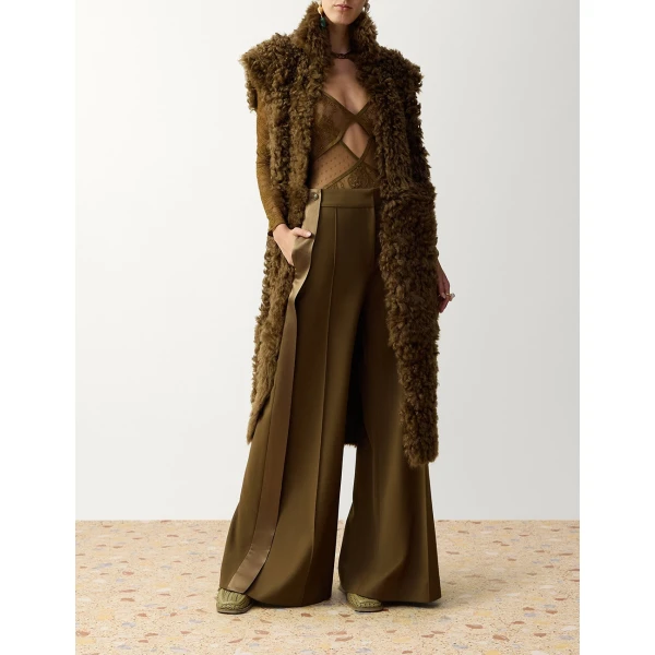 Zimmermann Clash Shearling Longline Vest in Neutrals | Vests | Luxury Shoes , view 2