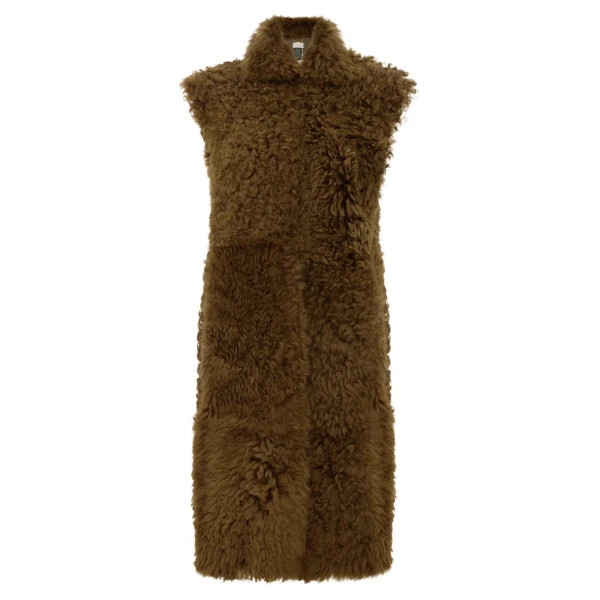 Zimmermann Clash Shearling Longline Vest in Neutrals | Vests | Luxury Shoes 