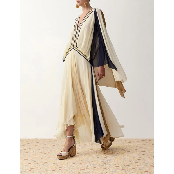 Zimmermann Clash Spliced Maxi Dress in Multicolour | Maxi Dresses | Luxury Shoes , view 3