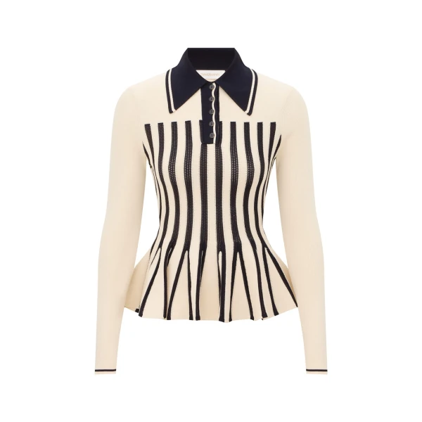 Zimmermann Clash Stripe Peplum Polo