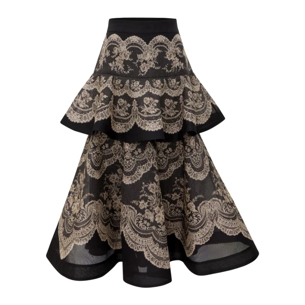 Clash Tiered Midi Skirt