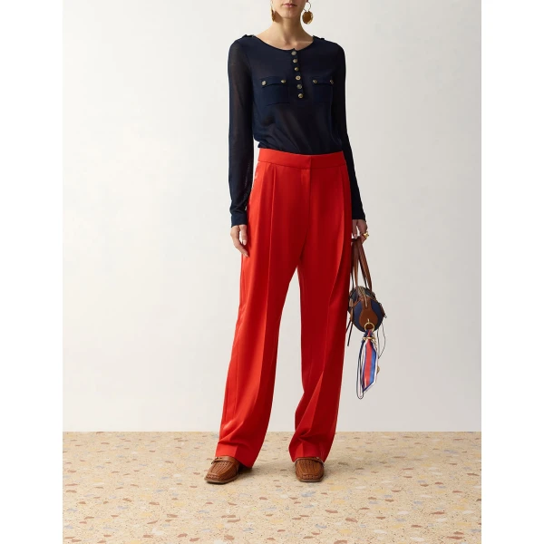 Zimmermann Clash Tuxedo Straight Pant in Red | Pants | Luxury Shoes , view 2