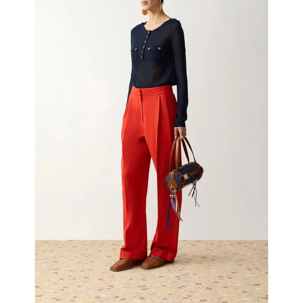 Zimmermann Clash Tuxedo Straight Pant in Red | Pants | Luxury Shoes , view 3