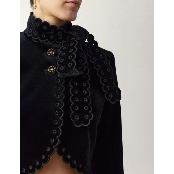 Zimmermann Clash Velvet Cropped Jacket in Black | Jackets | Luxury Shoes , view 5