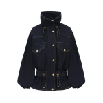 Zimmermann Denim Drawstring Bomber Jacket in Blue | Jackets | Luxury Shoes 