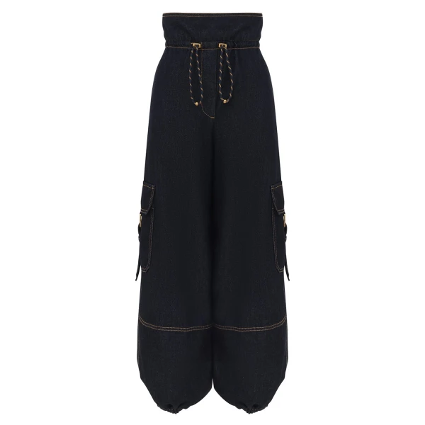 Denim Drawstring Cargo Pant