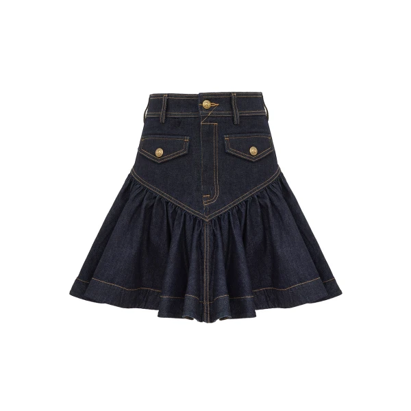 Denim Frill Mini Skirt