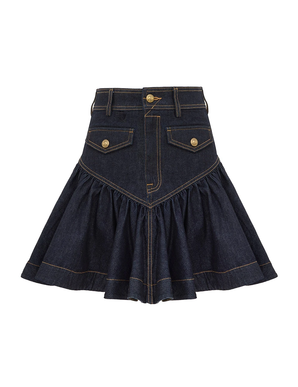 Zimmermann Denim Frill Mini Skirt | Ready to Wear Collection Luxury Shoes Zimmermann Denim Frill Mini Skirt