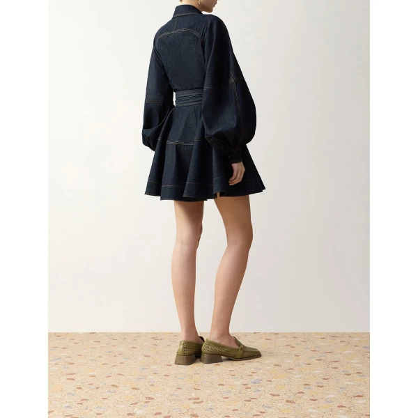 Zimmermann Denim Sash Mini Dress in Blue | Mini Dresses | Luxury Shoes , view 4