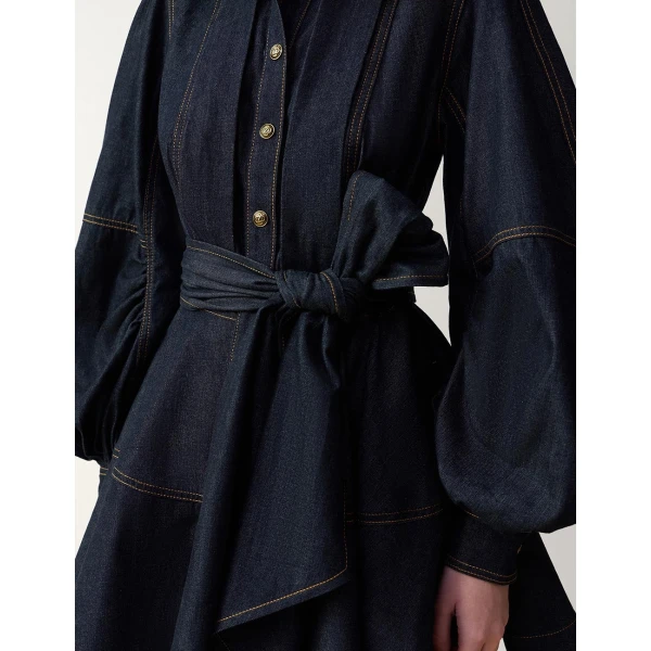Zimmermann Denim Sash Mini Dress in Blue | Mini Dresses | Luxury Shoes , view 5