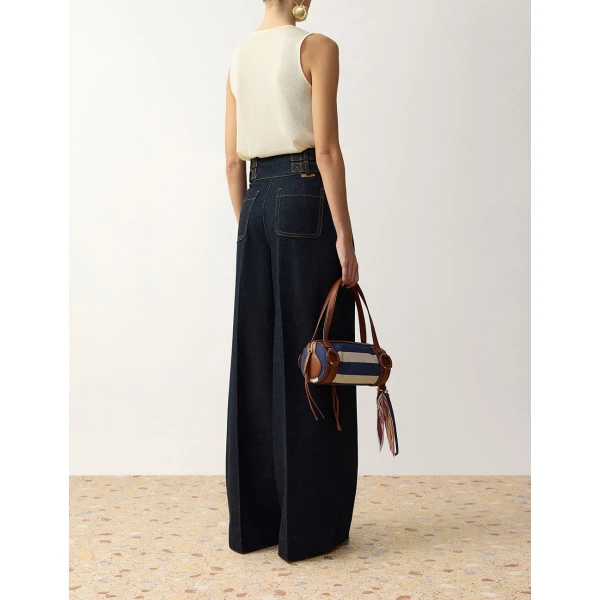Zimmermann Denim Tailored Pant in Blue | Denim | Luxury Shoes , view 4