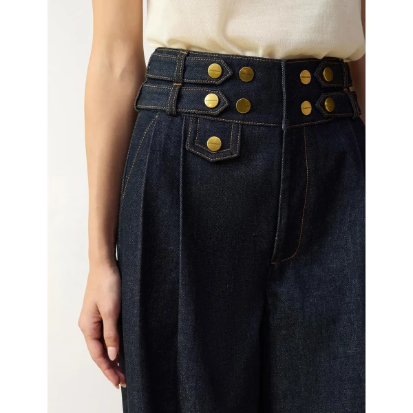 Zimmermann Denim Tailored Pant in Blue | Denim | Luxury Shoes , view 5