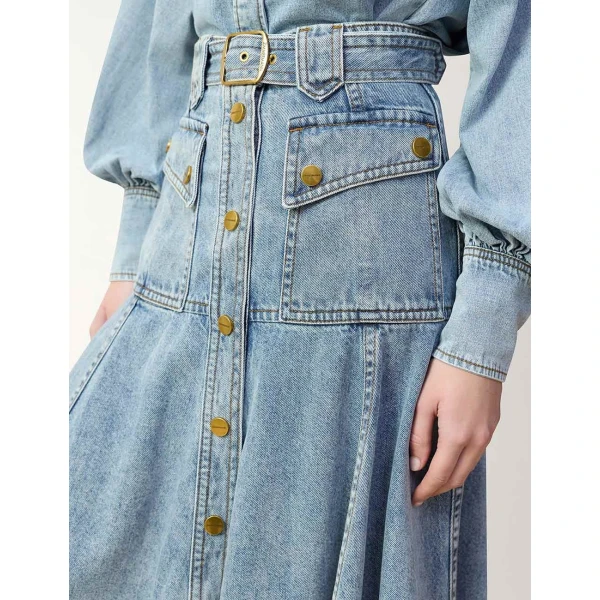 Zimmermann Denim Utility Midi Skirt in Blue | Denim Skirts | Luxury Shoes , view 5
