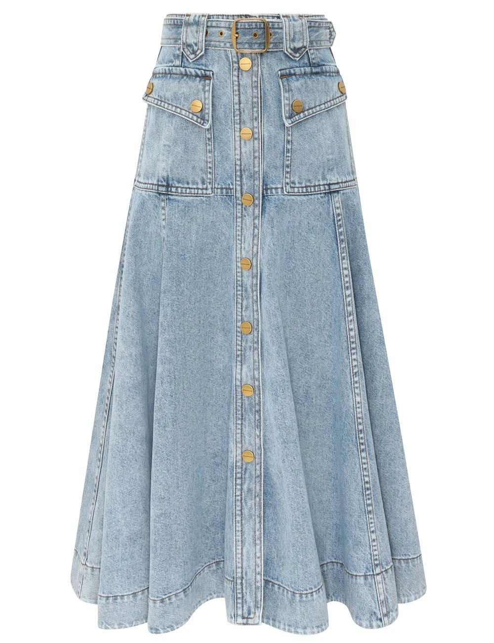 Zimmermann Denim Utility Midi Skirt in Blue Zimmermann Denim Utility Midi Skirt in Blue | Denim Skirts | Luxury Shoes