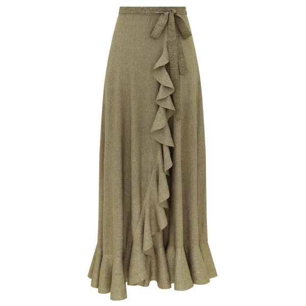 Echo Metallic Frill Midi Skirt