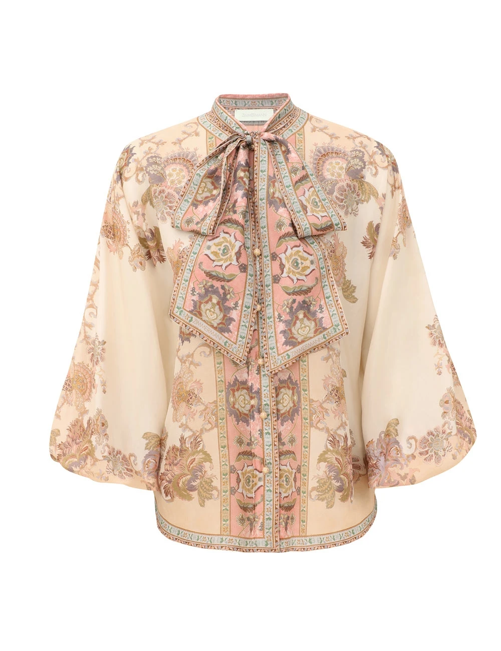 Zimmermann Echo Tie Neck Blouse | Ready to Wear Collection Luxury Shoes Zimmermann Echo Tie Neck Blouse