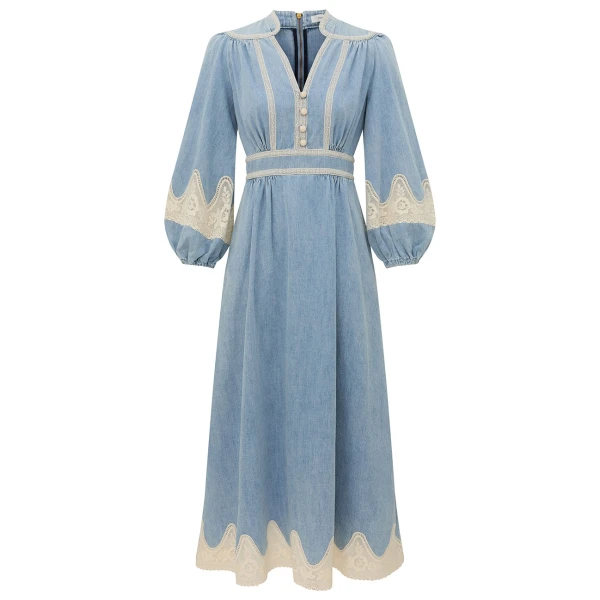 Zimmermann Fairlight Denim Lace Dress
