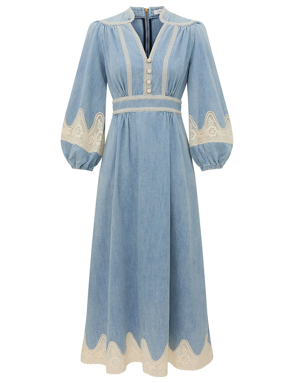 Zimmermann Fairlight Denim Lace Dress | Ready to Wear Collection Luxury Shoes Zimmermann Fairlight Denim Lace Dress