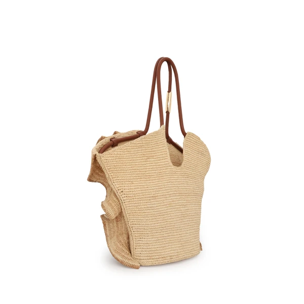 Zimmermann Goldentime Medium Ruffle Tote in Beige, view 5