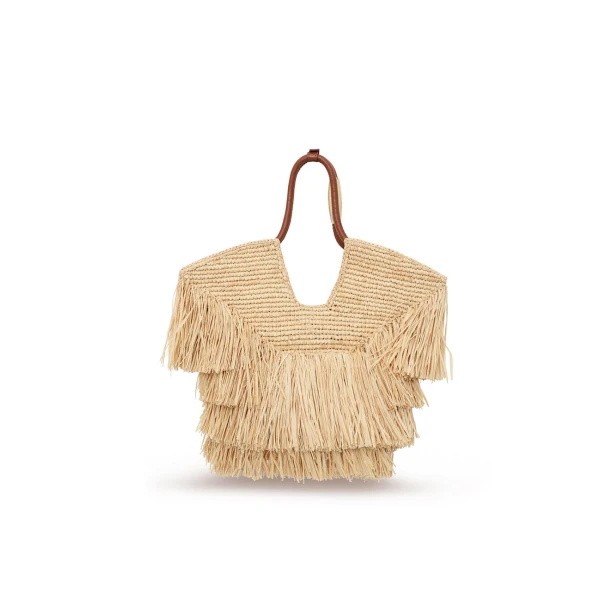 Zimmermann Goldentime Small Fringe Tote in Beige, view 3