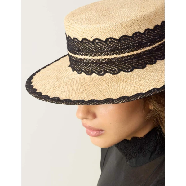 Zimmermann Lace Embellished Boater in Multicolour, view 4