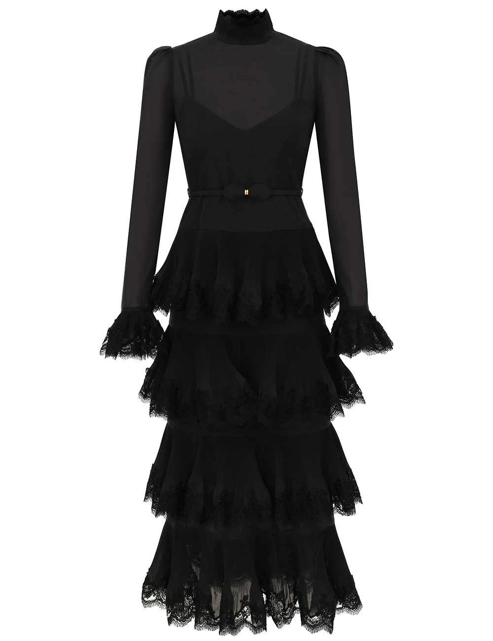 Zimmermann Lace Pleated Long Sleeve Midi | Ready to Wear Collection Luxury Shoes Zimmermann Lace Pleated Long Sleeve Midi