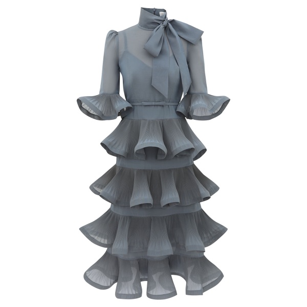Zimmermann Pleated Sleeved Midi Dress