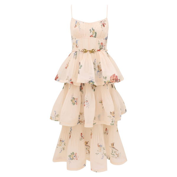 Zimmermann Pleated Tiered Midi Dress