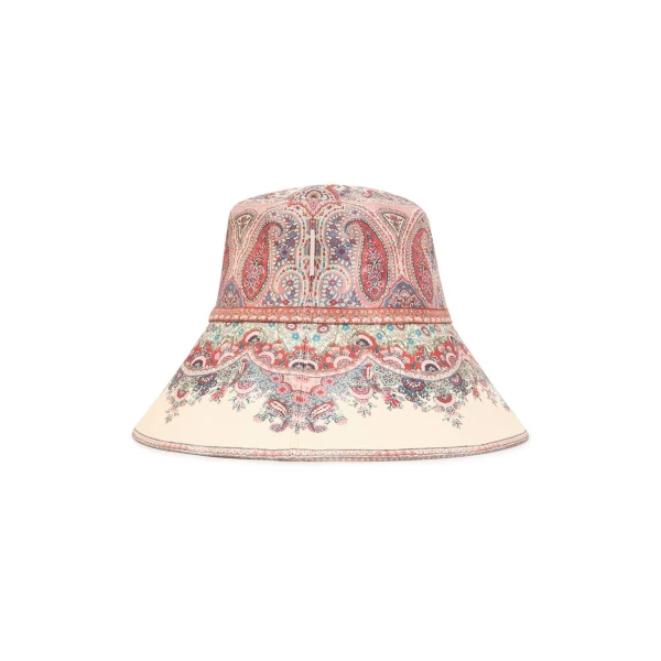 Zimmermann Printed Long Brim Bucket Hat in Multicolour | Hats | Luxury Shoes , view 3