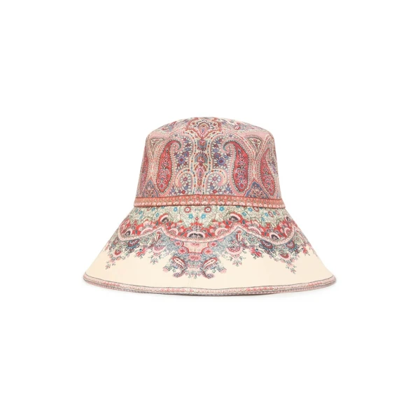 Zimmermann Printed Long Brim Bucket Hat in Multicolour | Hats | Luxury Shoes , view 5