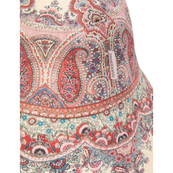 Zimmermann Printed Long Brim Bucket Hat in Multicolour | Hats | Luxury Shoes , view 6