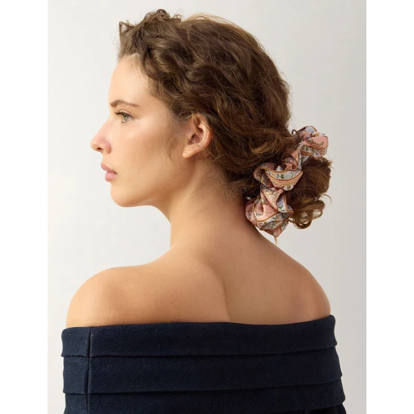 Zimmermann Printed Silk Scrunchie in Multicolour, view 2